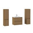 AICA SANITAIRE - AICA Ensemble de Meubles Salle de Bain avec Vasque 60cm, Meuble sous lavabo suspendu,Fonction soft-close,4 pièces Noyer - vignette