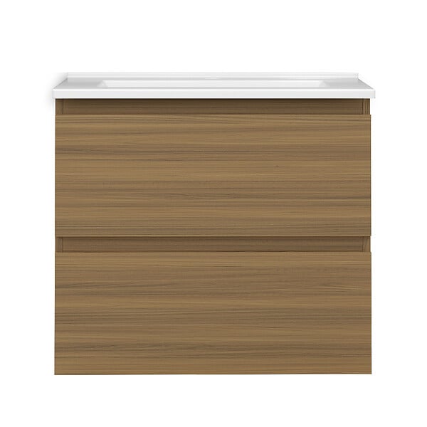 AICA SANITAIRE - AICA Ensemble de Meubles Salle de Bain avec Vasque 60cm, Meuble sous lavabo suspendu,Fonction soft-close,2 pièces Noyer - large