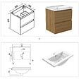 AICA SANITAIRE - AICA Ensemble de Meubles Salle de Bain avec Vasque 50cm, Meuble sous lavabo suspendu,Fonction soft-close,4 pièces Noyer - vignette