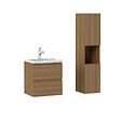 AICA SANITAIRE - AICA Ensemble de Meubles Salle de Bain avec Vasque 50cm, Meuble sous lavabo suspendu,Fonction soft-close,3 pièces Noyer - vignette