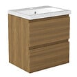 AICA SANITAIRE - AICA Ensemble de Meubles Salle de Bain avec Vasque 50cm, Meuble sous lavabo suspendu,Fonction soft-close,3 pièces Noyer - vignette