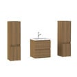AICA SANITAIRE - AICA Ensemble de Meubles Salle de Bain avec Vasque 50cm, Meuble sous lavabo suspendu,Fonction soft-close,4 pièces Noyer - vignette