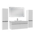 AICA SANITAIRE - AICA Ensemble de Meubles Mural Salle de Bain 100cm avec Céramique Vasque et Miroir Lumineux,4 Pièces Blanc - vignette