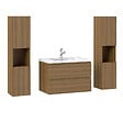 AICA SANITAIRE - AICA Ensemble de Meubles Salle de Bain avec Vasque 80cm, Meuble sous lavabo suspendu,Fonction soft-close,4 pièces Noyer - vignette