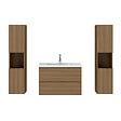 AICA SANITAIRE - AICA Ensemble de Meubles Salle de Bain avec Vasque 80cm, Meuble sous lavabo suspendu,Fonction soft-close,4 pièces Noyer - vignette