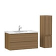 AICA SANITAIRE - AICA Ensemble de Meubles Salle de Bain avec Vasque 100cm, Meuble sous lavabo suspendu,Fonction soft-close,3 pièces Noyer - vignette