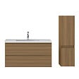 AICA SANITAIRE - AICA Ensemble de Meubles Salle de Bain avec Vasque 100cm, Meuble sous lavabo suspendu,Fonction soft-close,3 pièces Noyer - vignette