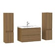 AICA SANITAIRE - AICA Ensemble de Meubles Salle de Bain avec Vasque 80cm, Meuble sous lavabo suspendu,Fonction soft-close,4 pièces Noyer - vignette