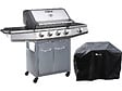 HABITAT ET JARDIN - Barbecue gaz avec LED "Bingo 5" - 5 Brûleurs dont 1 latéral - 15.2kW + Housse protection - Argenté - vignette