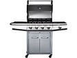 HABITAT ET JARDIN - Barbecue gaz avec LED "Bingo 5" - 5 Brûleurs dont 1 latéral - 15.2kW + Housse protection - Argenté - vignette