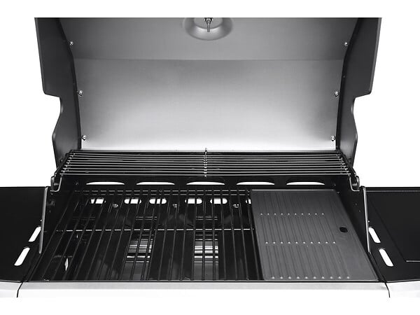 HABITAT ET JARDIN - Barbecue gaz avec LED "Bingo 5" - 5 Brûleurs dont 1 latéral - 15.2kW + Housse protection - Argenté - large