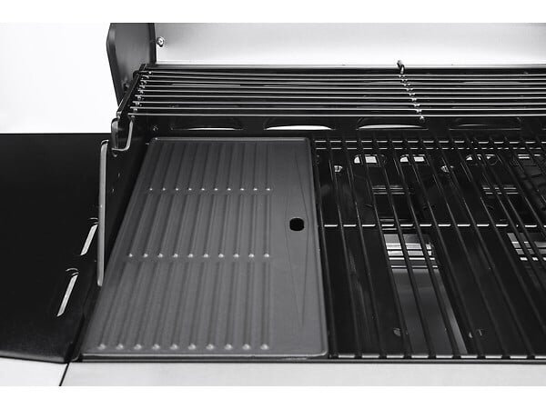 HABITAT ET JARDIN - Barbecue Gaz "Bingo 4" - 4 brûleurs dont 1 latéral - 14kW + Housse protection - Argenté - large