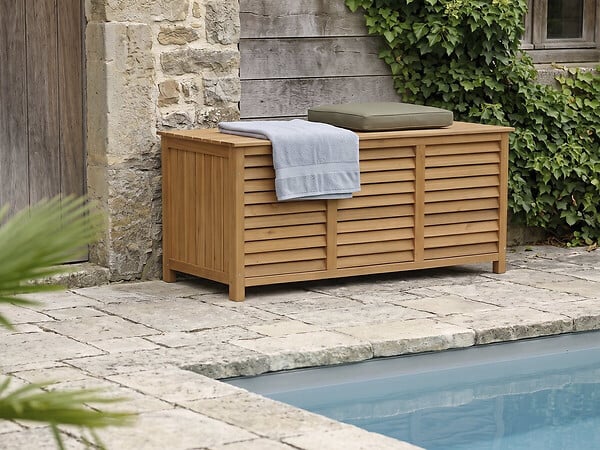 HABITAT ET JARDIN - Coffre de jardin en bois "Macao" - 130 x 64 x 60 cm - Marron - large