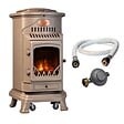 UNIVERSAL - Poele à gaz 3,4KW Fonte véritable Provence Marron miel + Tuyau gaz + Detendeur gaz butane Sahara - vignette