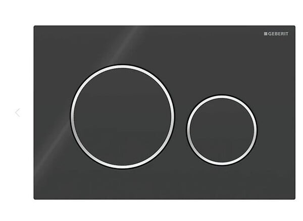 GEBERIT - Plaque de déclenchement pour rinçage double touche - Sigma20 - Plaque et touches : blanc - Anneaux design : chromé brillant - Matière synthétique - large