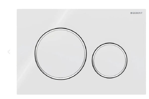 GEBERIT - Plaque de déclenchement pour rinçage double touche - Sigma20 - Plaque et touches : blanc - Anneaux design : chromé brillant - Matière synthétique - large