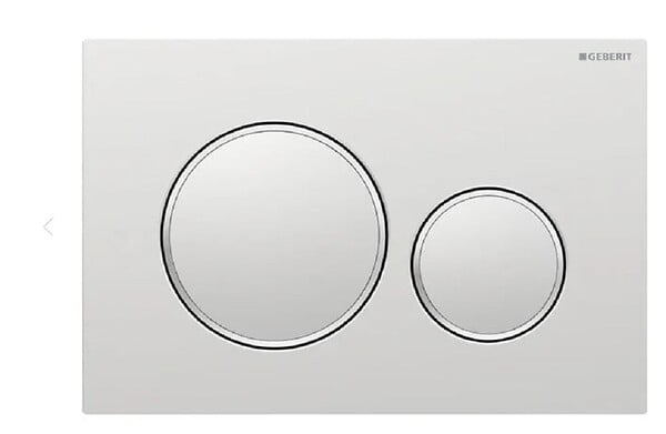 GEBERIT - Plaque de déclenchement pour rinçage double touche - Sigma20 - Plaque et touches : blanc - Anneaux design : chromé brillant - Matière synthétique - large