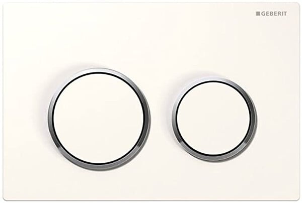 GEBERIT - Plaque de déclenchement Omega20  pour rinçage - double touche blanc/chromé mat - 115.085.KJ.1 - large