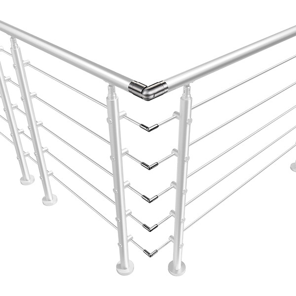 AICA SANITAIRE - Connecteur de main courante et 5 tubes, inox 304, angle réglable, manchon de raccordement - AICA raccord de garde-corps Modèle H5-BS - large