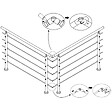 AICA SANITAIRE - Connecteur de main courante et 5 tubes, inox 304, angle réglable, manchon de raccordement - AICA raccord de garde-corps Modèle H5-BS - vignette