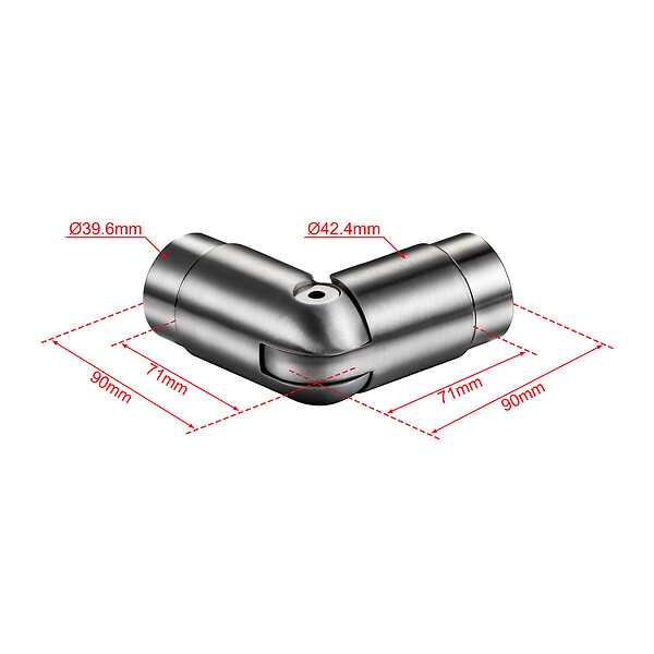 AICA SANITAIRE - Connecteur de main courante, inox 304, angle réglable, manchon de raccordement - AICA raccord de main courante argent Modèle FH-BS - large