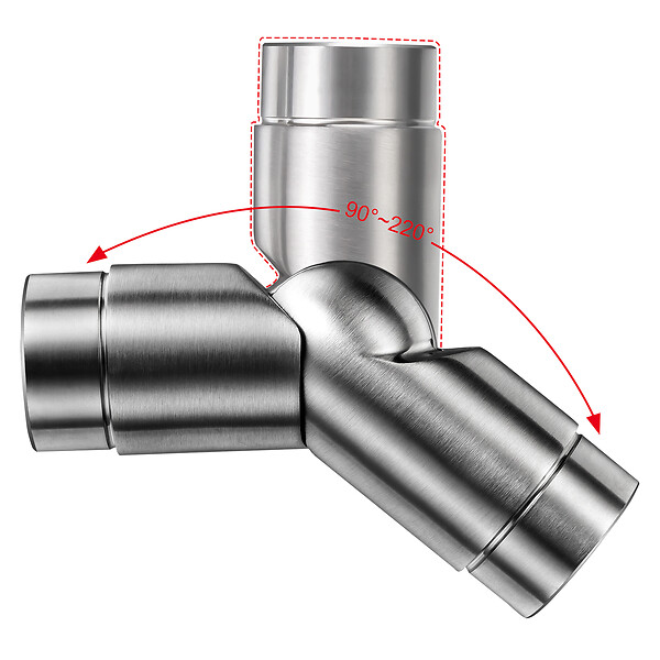 AICA SANITAIRE - Connecteur de main courante, inox 304, angle réglable, manchon de raccordement - AICA raccord de main courante argent Modèle FH-BS - large