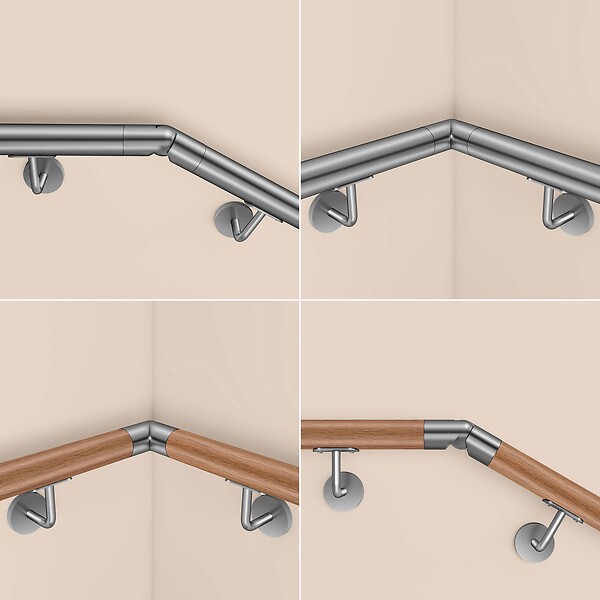 AICA SANITAIRE - Connecteur de main courante, inox 304, angle réglable, manchon de raccordement - AICA raccord de main courante argent Modèle FH-BS - large