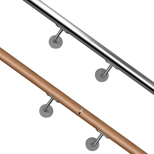 AICA SANITAIRE - Connecteur de main courante, inox 304, manchon de raccordement droit - AICA raccord de main courante argent Modèle FL-BS - large