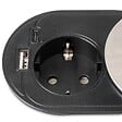 EMUCA - Multiconnecteur Vertikal Flat 60, diamètre 60mm, 1 x prise Schuko, 1 x USB Type A, 1 x USB Type C, Acier et Plastique, Acier inoxydable - vignette