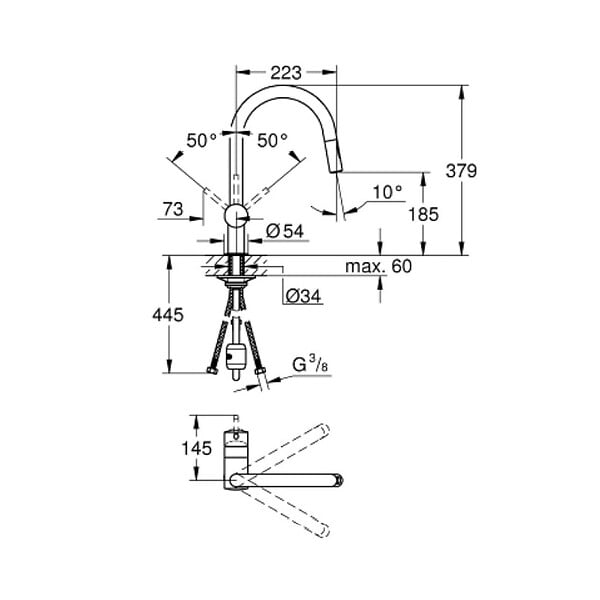 GROHE - MITIGEUR EVIER MINTA BECC DOUCHETTE 2 JETS - large
