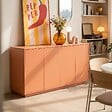 OVIALA - Buffet 4 portes moderne rectangulaire L160 cm orange - Ruben - vignette