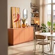 OVIALA - Buffet 4 portes moderne rectangulaire L160 cm orange - Ruben - vignette