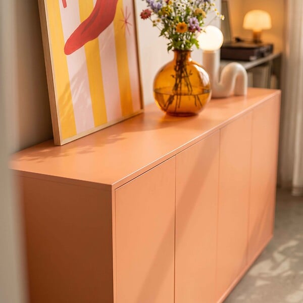 OVIALA - Buffet 4 portes moderne rectangulaire L160 cm orange - Ruben - large