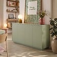 OVIALA - Buffet 4 portes moderne rectangulaire L160 cm vert - Ruben - vignette