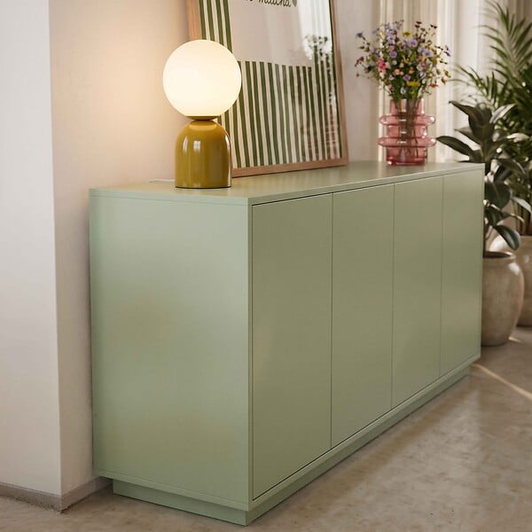 OVIALA - Buffet 4 portes moderne rectangulaire L160 cm vert - Ruben - large
