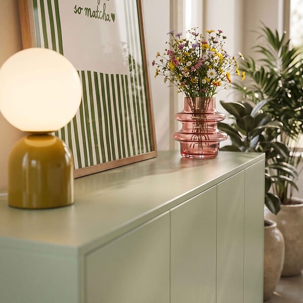 OVIALA - Buffet 4 portes moderne rectangulaire L160 cm vert - Ruben - large