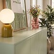 OVIALA - Buffet 4 portes moderne rectangulaire L160 cm vert - Ruben - vignette