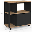 ID MARKET - Desserte de cuisine COSI bois noir et plateaux façon hêtre L.76 CM - vignette