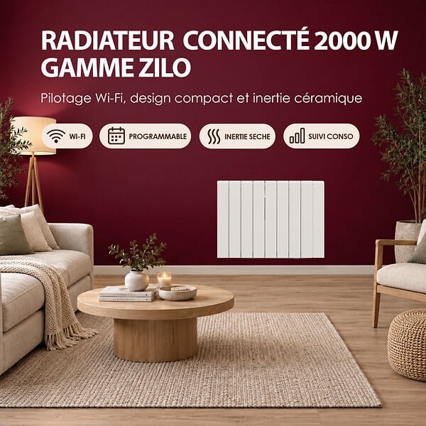BATILEC - BATILEC - Radiateur connecté à inertie en aluminium ZILO WiFi 2000 W - large