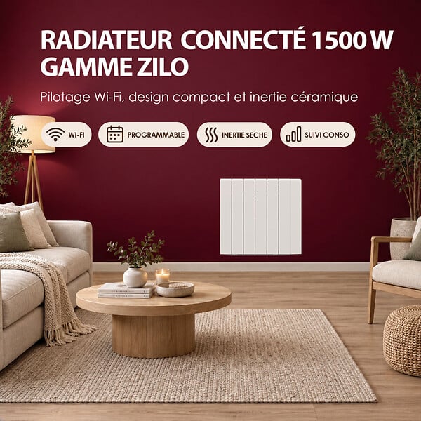 BATILEC - BATILEC - Radiateur connecté à inertie en aluminium ZILO WiFi 1500 W - large