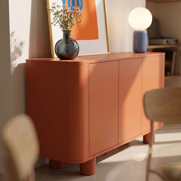 OVIALA - Buffet 3 portes moderne rectangulaire L120 cm orange - Dario - large