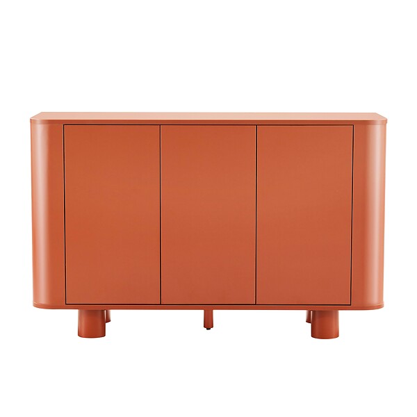 OVIALA - Buffet 3 portes moderne rectangulaire L120 cm orange - Dario - large