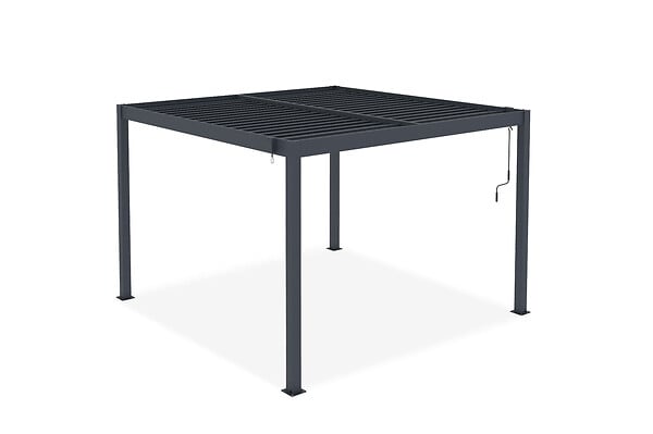 CAZEBOO - Cazeboo Pergola bioclimatique autoportée PIANA 3x3 m aluminium gris - lames orientables - large