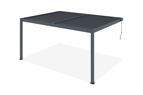CAZEBOO - Cazeboo Pergola bioclimatique adossée PIANA 4x3 m aluminium gris - Lames orientables - large