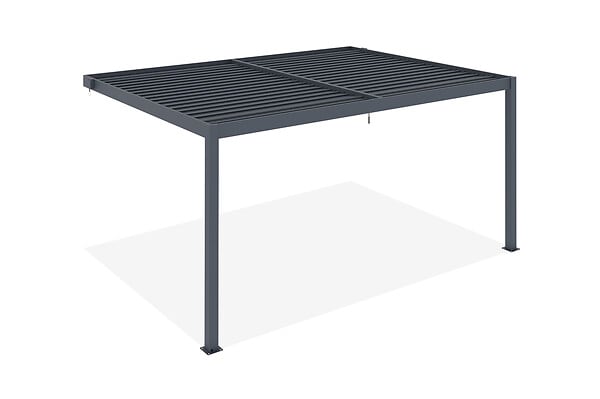CAZEBOO - Cazeboo Pergola bioclimatique adossée PIANA 4x3 m aluminium gris - Lames orientables - large