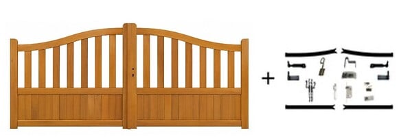 GD MENUISERIES - Portail en bois - Ajouree -  L3m x H1,10/1,30 - large