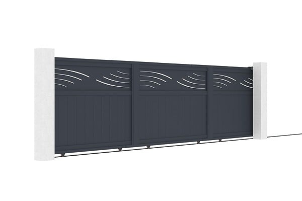 CASANOOV - Casanoov Portail coulissant 5 m HALTI H.140  cm aluminium gris + Portillon 1m HALTI H.140  cm aluminium gris - large