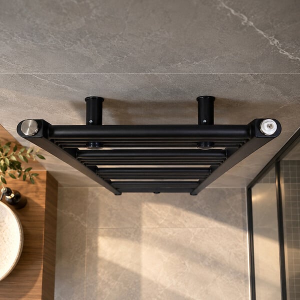 STANO - Radiateur sèche-serviettes eau chaude CODA 120 x 40 cm noir mat - large