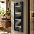 STANO - Radiateur sèche-serviettes eau chaude design KLEA 128 x 54 cm noir mat - vignette