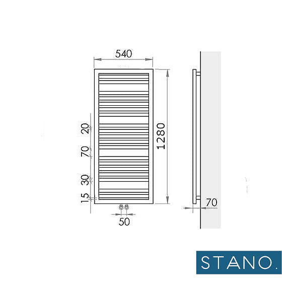 STANO - Radiateur sèche-serviettes eau chaude design KLEA 128 x 54 cm noir mat - large